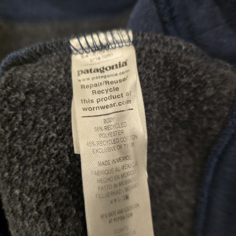 Patagonia Hoodie Sweater Unisex Women's Large / Men's Medium Navy Blue - Picture 8 of 8